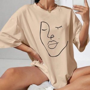 Abstract Woman Face Tee - Y2K Fashion, Grunge Aesthetic, Coquette Style