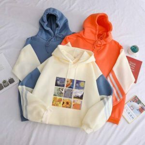 Artsy Van Gogh Hoodie - Y2K Fashion, Grunge Aesthetic, Coquette Style