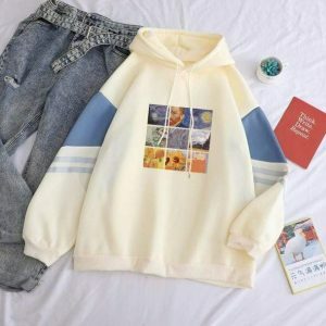 Artsy Van Gogh Hoodie - Y2K Fashion, Grunge Aesthetic, Coquette Style