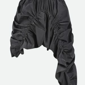 Asymmetric Ruched Mini Skirt - Y2K Fashion, Grunge Aesthetic, Coquette Style