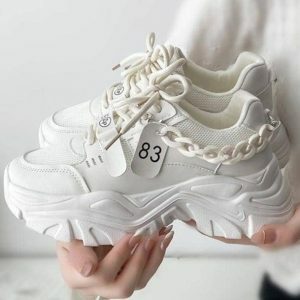 Chunky Chain Sneakers for Y2K Fashion, Grunge Style & Coquette Aesthetic