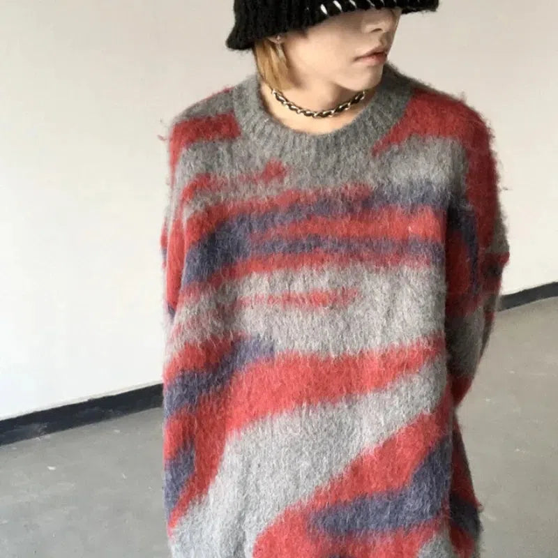 Colorful Y2K Fashion Knitted Oversized Sweater - Coquette & Grunge Style