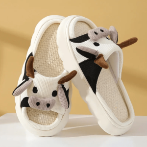 Coquette Aesthetic Cow Slippers for Y2K Fashion & Grunge Style Lovers