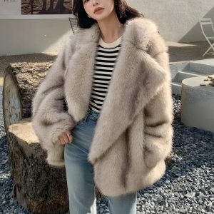 Coquette Aesthetic Fluffy Faux Fur Jacket for Y2K Fashion Lovers