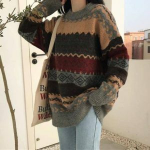 Coquette Aesthetic Oversized Sweater - Y2K Fashion Grunge Style Top