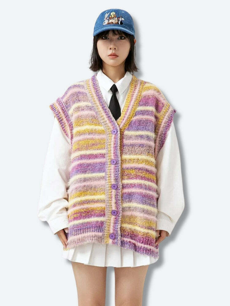 Coquette Aesthetic Plush Knitted Cardigan Vest for Y2K Fashion Lovers