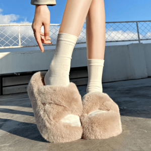 Coquette Aesthetic Plushy Platform Slippers for Y2K Fashion Lovers