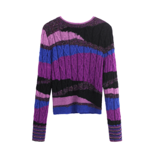 Coquette Aesthetic Round Neck Purple Oversized Sweater for Y2K Fashion