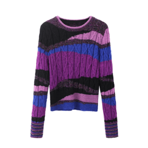 Coquette Aesthetic Round Neck Purple Oversized Sweater for Y2K Fashion