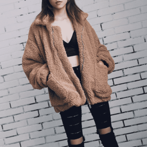 Coquette Aesthetic Teddy Bear Zip Up Jacket | Y2K Fashion & Grunge Style