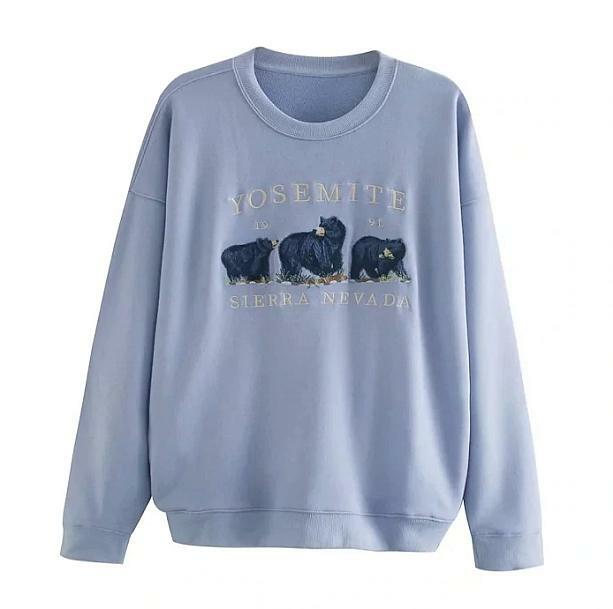 Coquette Aesthetic Y2K Fashion Oversized Bear Sweatshirt for Emo Girls