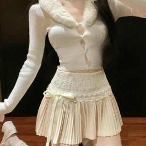 Coquette Lace Pleated Mini Skirt | Y2K Fashion & Grunge Aesthetic