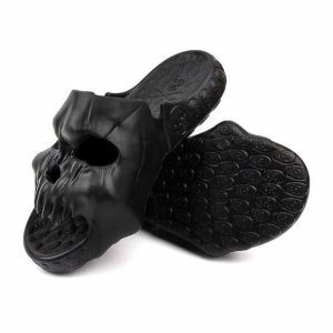 Coquette Skull Slippers: Y2K Fashion Meets Grunge Aesthetic Comfort