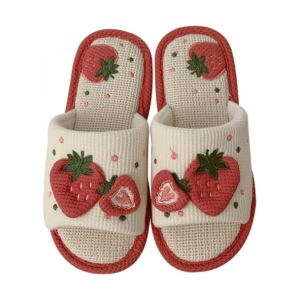 Coquette Strawberry Slippers - Y2K Fashion Cute Cozy Footwear