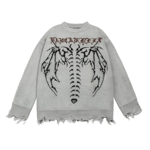 Cozy Bat Wings Knit Sweater - Y2K Fashion, Grunge Aesthetic, Cute Style