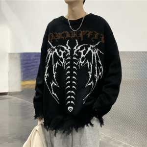 Cozy Bat Wings Knit Sweater - Y2K Fashion, Grunge Aesthetic, Cute Style