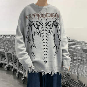 Cozy Bat Wings Knit Sweater - Y2K Fashion, Grunge Aesthetic, Cute Style