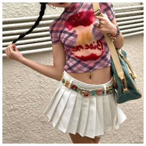 Crispy Apple Y2K Crop Top - Cute Coquette Aesthetic for Grunge Style