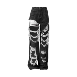 Distressed Black Jeans for Y2K Fashion, Grunge Style & Coquette Aesthetic