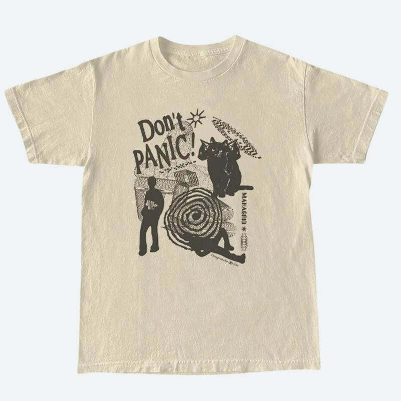 Don't Panic Tee - Y2K Fashion Oversized Graphic Tee for Emo & Grunge Aesthetic