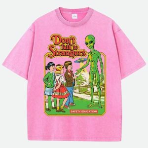 Don't Talk To Strangers Y2K Tee - Emo, Grunge & Coquette Aesthetic