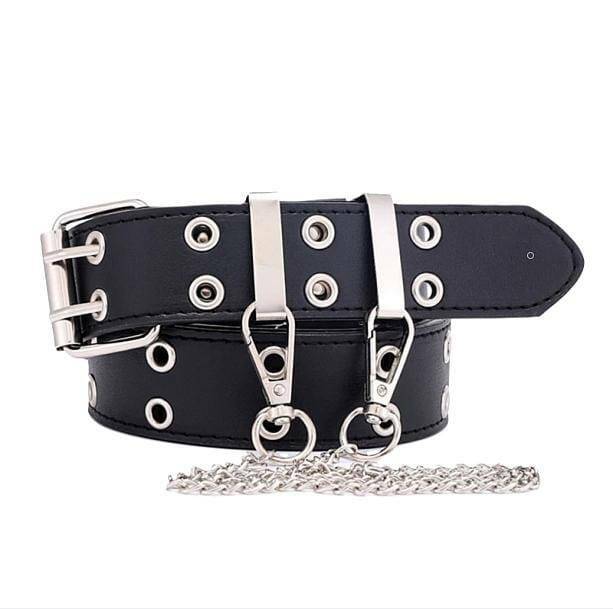 Edgy Double Hole Chain Belt for Y2K Fashion, Grunge Style & Coquette Aesthetic