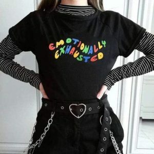 Emotionally Exhausted Tee - Y2K Fashion, Grunge Aesthetic, Coquette Style