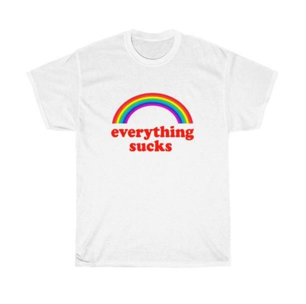 Everything Sucks Rainbow T-Shirt - Y2K Aesthetic Grunge Style Tee