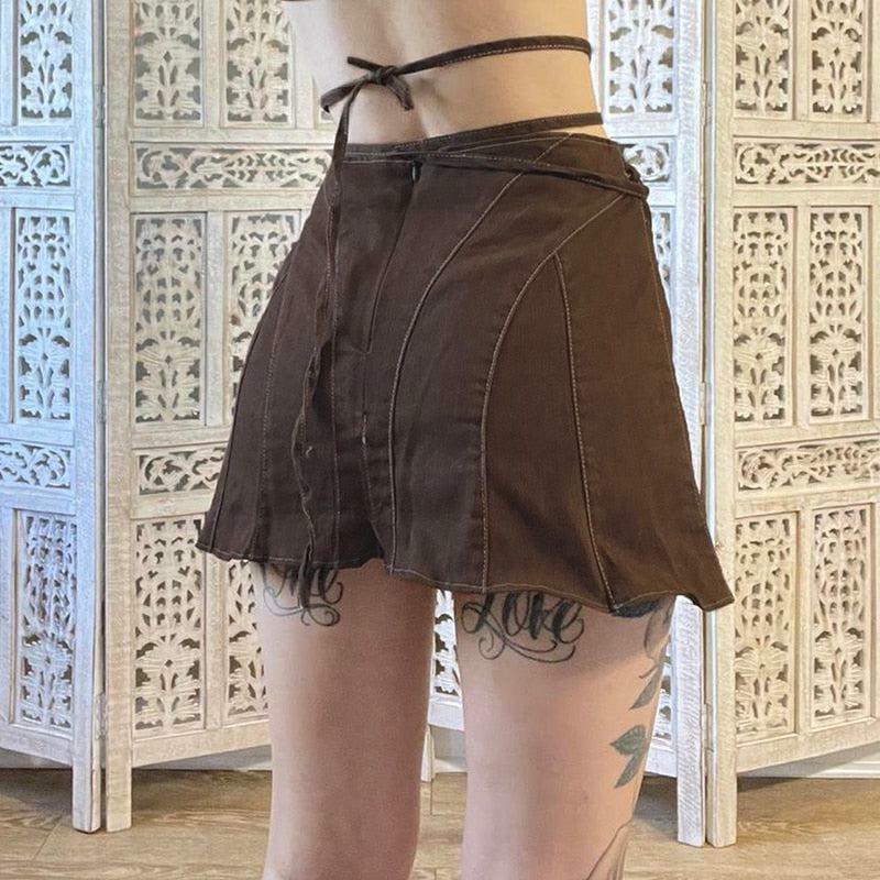 Fairy Grunge Lace-Up Mini Skort - Y2K Fashion & Coquette Aesthetic