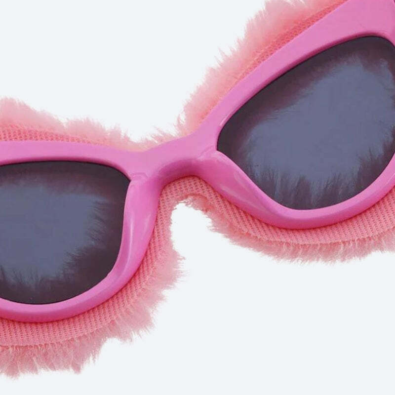 Fluffy Cat Eye Sunglasses - Y2K Fashion, Coquette Aesthetic, Cute Accessories