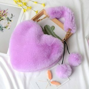 Fluffy Heart Bag: Y2K Fashion, Coquette Aesthetic, Cute Accessories