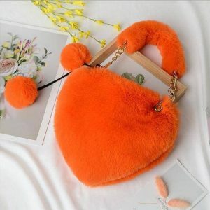 Fluffy Heart Bag: Y2K Fashion, Coquette Aesthetic, Cute Accessories