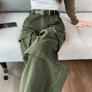 Grassy Green Cargo Jeans - Y2K Fashion, Grunge Style, Coquette Aesthetic