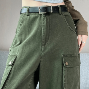 Grassy Green Cargo Jeans - Y2K Fashion, Grunge Style, Coquette Aesthetic