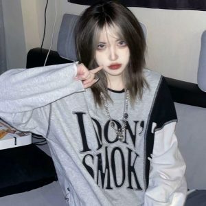 Grunge I Don't Smoke Tee - Y2K Fashion Oversized Graphic Tee