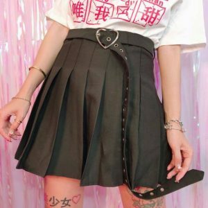 Heart Buckle Mini Skirt - Y2K Fashion, Coquette Aesthetic, Grunge Style