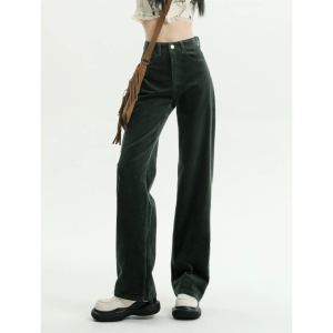 High Waist Corduroy Pants - Y2K Fashion, Grunge Style, Coquette Aesthetic