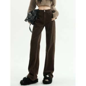 High Waist Corduroy Pants - Y2K Fashion, Grunge Style, Coquette Aesthetic