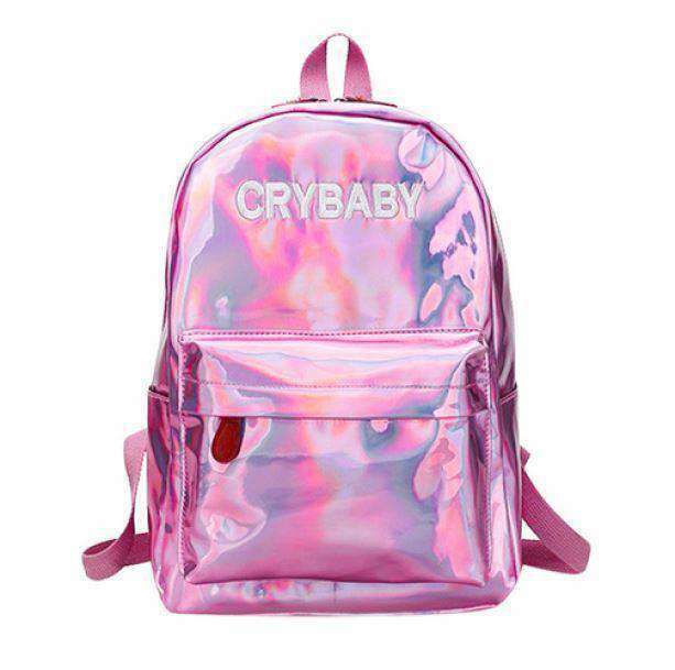 Holographic Crybaby Backpack | Y2K Fashion, Emo Aesthetic, Cute Style