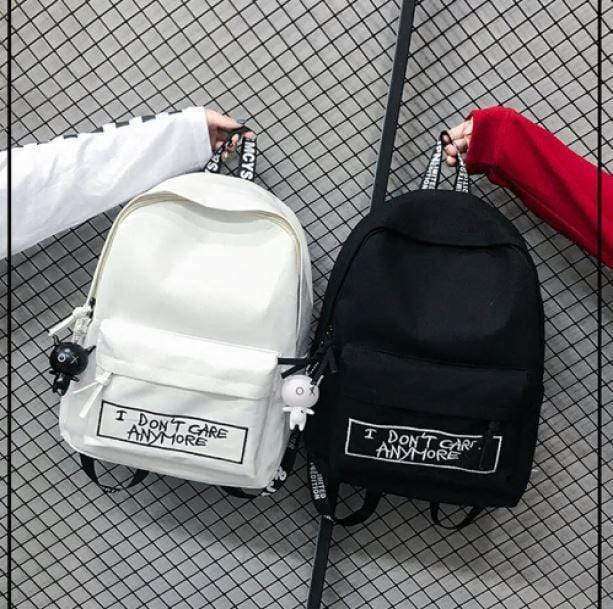 I Don't Care Anymore Y2K Fashion Backpack - Emo, Grunge & Coquette Style