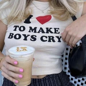 I Love To Make Boys Cry Tee - Y2K Fashion, Emo Aesthetic, Cute Shirt