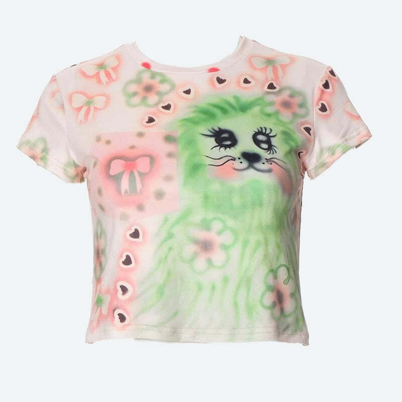 Indie Leon Bow Tee - Y2K Fashion, Coquette Aesthetic, Cute Graphic Top