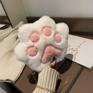 Kawaii Plush Paw Crossbody Bag - Y2K Fashion, Coquette Aesthetic, Cute Style