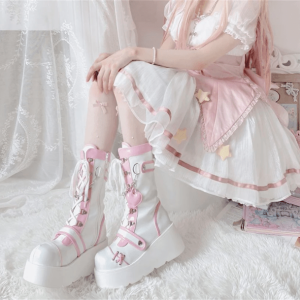 Kawaii Y2K Platform Boots for Grunge, Coquette, and Emo Aesthetic Styles