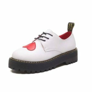 Love Heart Oxford Shoes - Y2K Fashion, Coquette Aesthetic, Cute Style