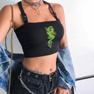 Neon Dragon Top: Y2K Fashion, Grunge Aesthetic, Coquette Style