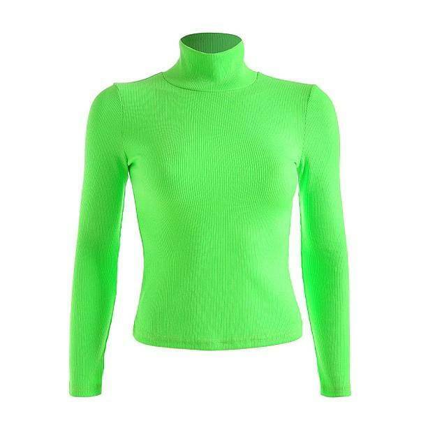 Neon Green Turtleneck: Y2K Fashion Essential for Coquette & Grunge Styles