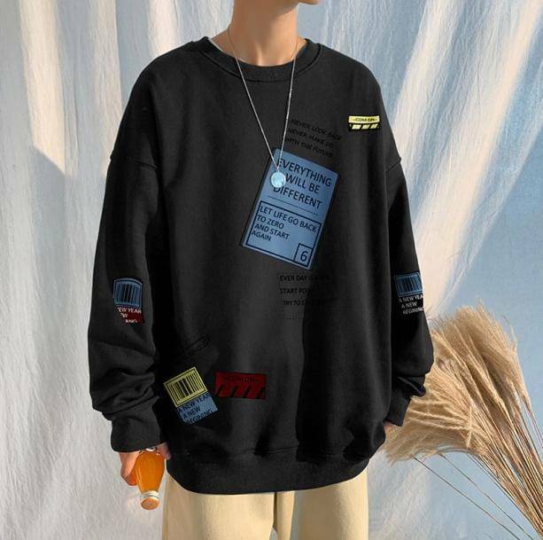 Never Look Back Y2K Oversized Sweatshirt - Emo, Grunge & Coquette Style