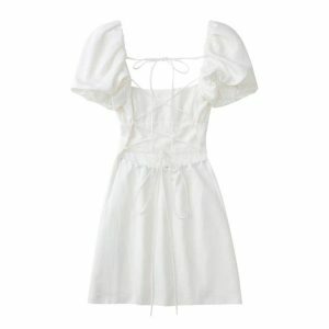 Open Back Y2K Fashion Cottagecore Dress - Coquette Aesthetic Style