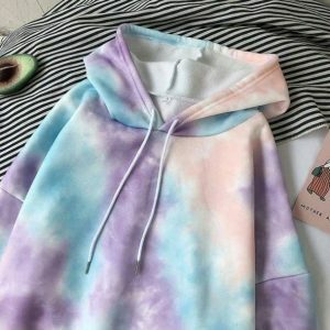 Pastel Clouds Y2K Hoodie - Cute Oversized Sweater for Coquette Aesthetic